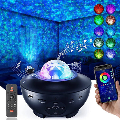 LED Galaxy Starry Night Light Projector Ocean Star Sky Party With Smart App Lamp - Mind Meadow