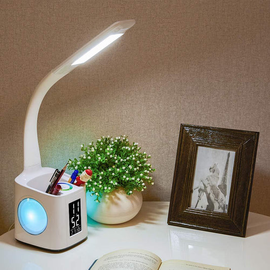 Study LED Desk Lamp USB Charging Port&Screen&Calendar&Colors Night Light Kids Dimmable Table Lamp With Pen Hold - Mind Meadow