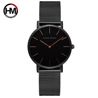 Japan Quartz Movement High Quality 36mm hannah Martin Women Stainless Steel Mesh Rose Gold Waterproof Ladies Watch - Mind Meadow