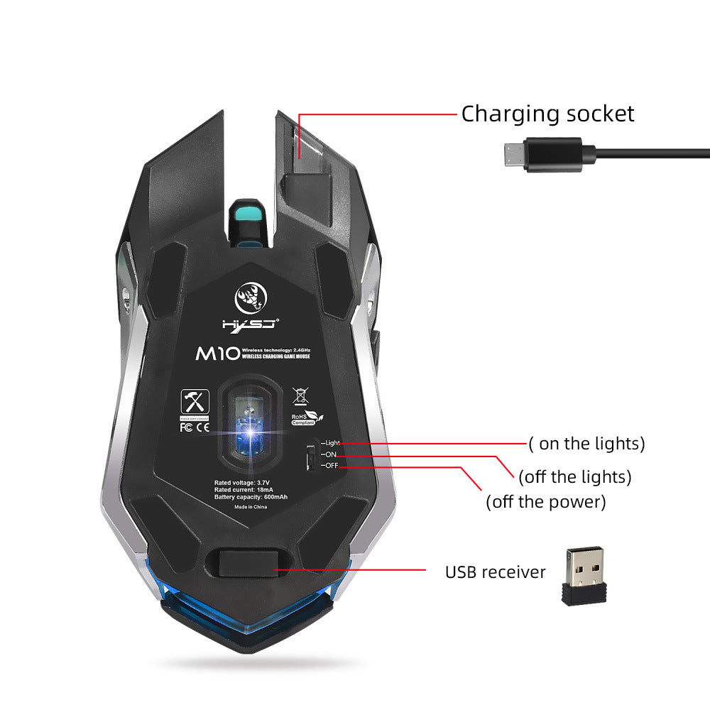 HXSJ new wireless mouse 2.4GPI gaming mouse glowing mouse - Mind Meadow