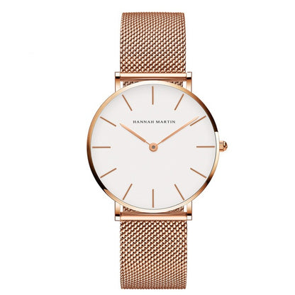 Japan Quartz Movement High Quality 36mm hannah Martin Women Stainless Steel Mesh Rose Gold Waterproof Ladies Watch - Mind Meadow