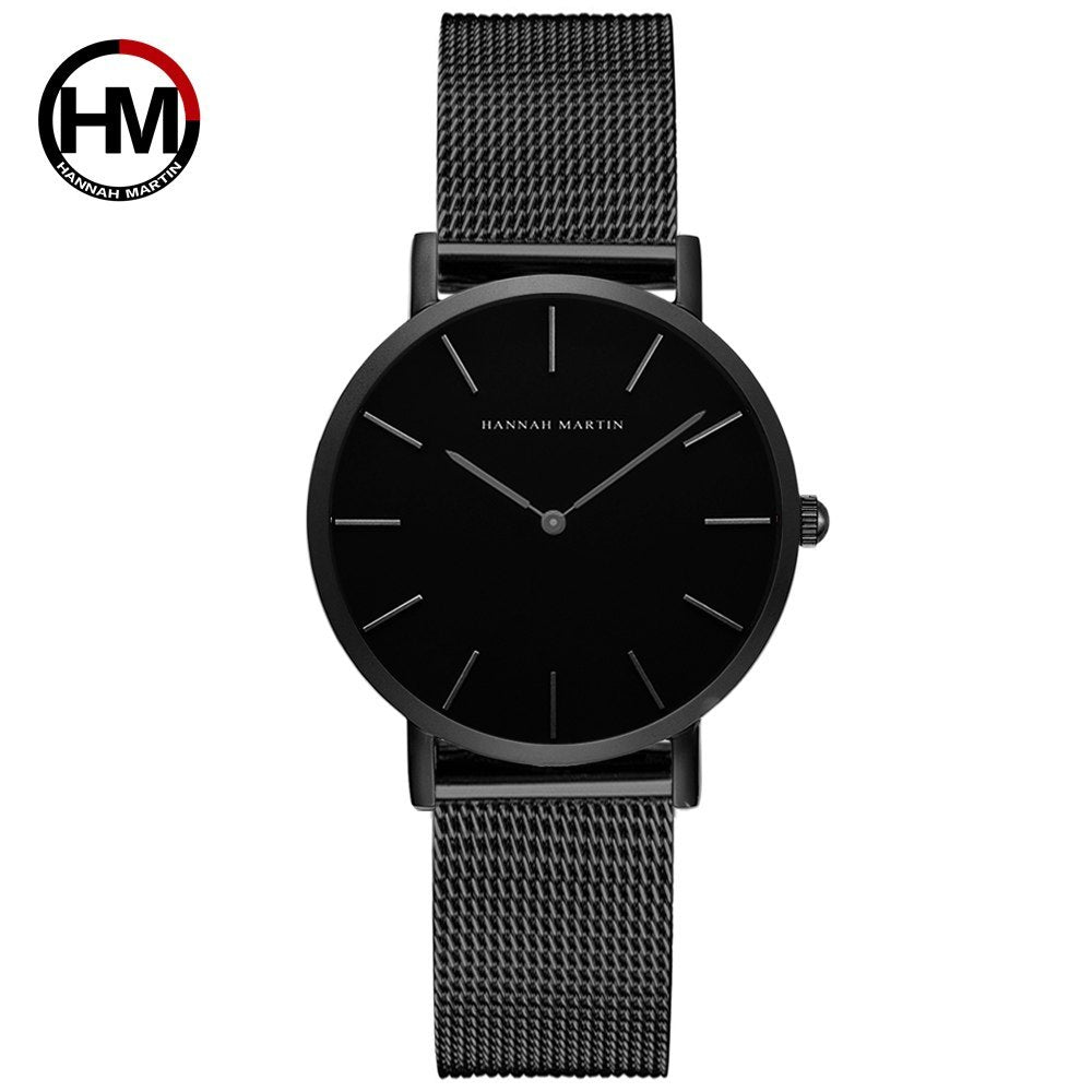 Japan Quartz Movement High Quality 36mm hannah Martin Women Stainless Steel Mesh Rose Gold Waterproof Ladies Watch - Mind Meadow