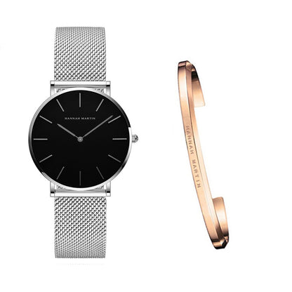 Japan Quartz Movement High Quality 36mm hannah Martin Women Stainless Steel Mesh Rose Gold Waterproof Ladies Watch - Mind Meadow