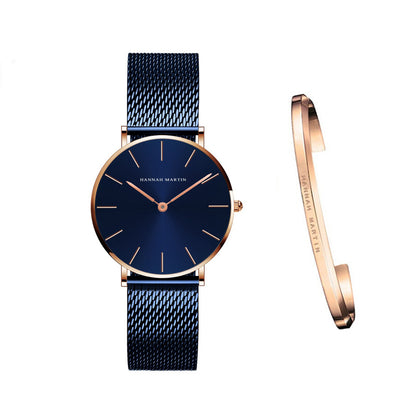 Japan Quartz Movement High Quality 36mm hannah Martin Women Stainless Steel Mesh Rose Gold Waterproof Ladies Watch - Mind Meadow