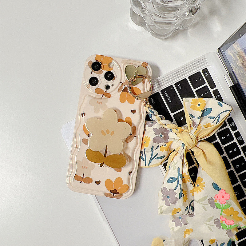 Autumn Leaves And Flowers With Bow Silk Scarf Phone Cases - Mind Meadow