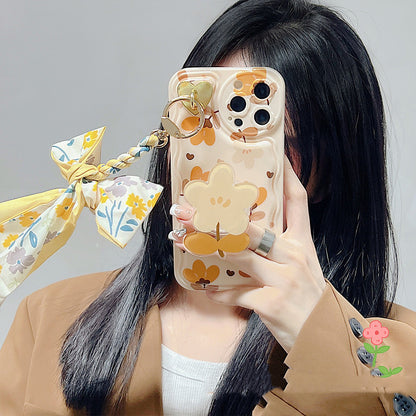 Autumn Leaves And Flowers With Bow Silk Scarf Phone Cases - Mind Meadow