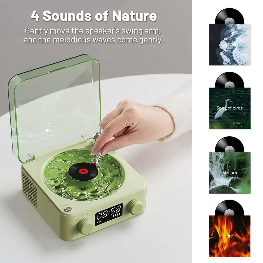 Retro Turntable Speaker with Bluetooth 5.0 & RGB Projection Lamp - Mind Meadow