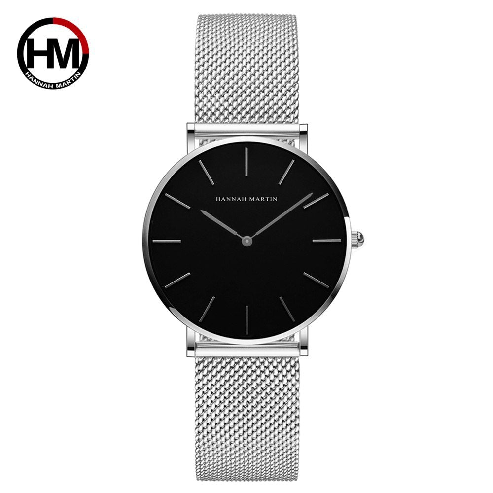 Japan Quartz Movement High Quality 36mm hannah Martin Women Stainless Steel Mesh Rose Gold Waterproof Ladies Watch - Mind Meadow