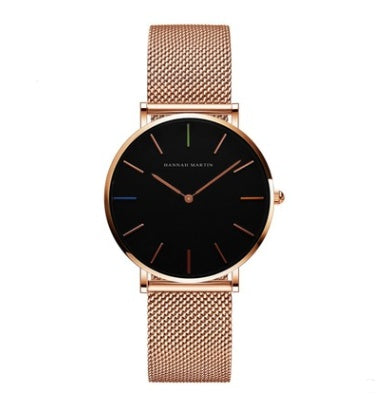 Japan Quartz Movement High Quality 36mm hannah Martin Women Stainless Steel Mesh Rose Gold Waterproof Ladies Watch - Mind Meadow