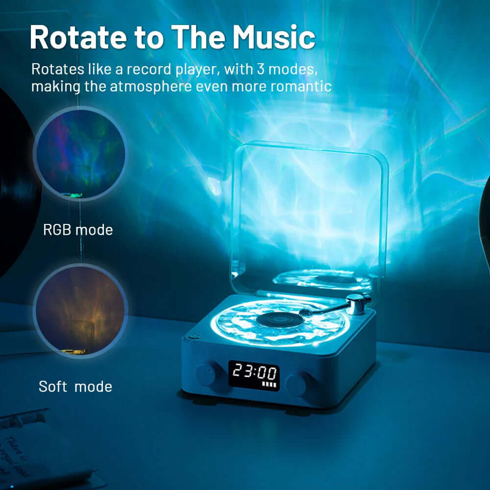 Retro Turntable Speaker with Bluetooth 5.0 & RGB Projection Lamp - Mind Meadow