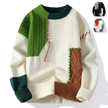 Colorblock Pullover Sweater Winter Fashion Long Sleeve Top