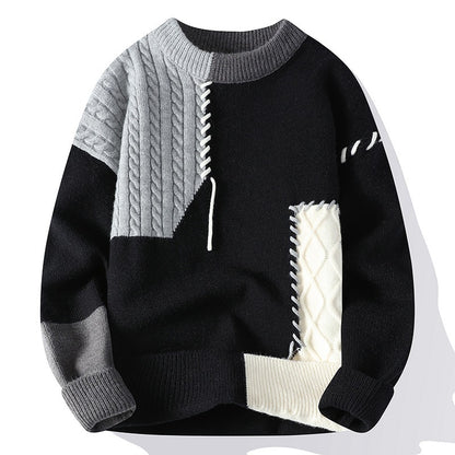 Colorblock Pullover Sweater Winter Fashion Long Sleeve Top