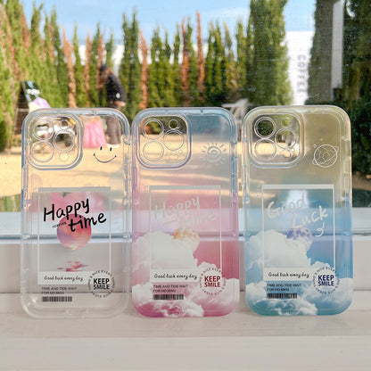 Gradient Transparent Color Cloud Letter 13 12 11  Pro Pro Max Mobile Phone Case - Mind Meadow