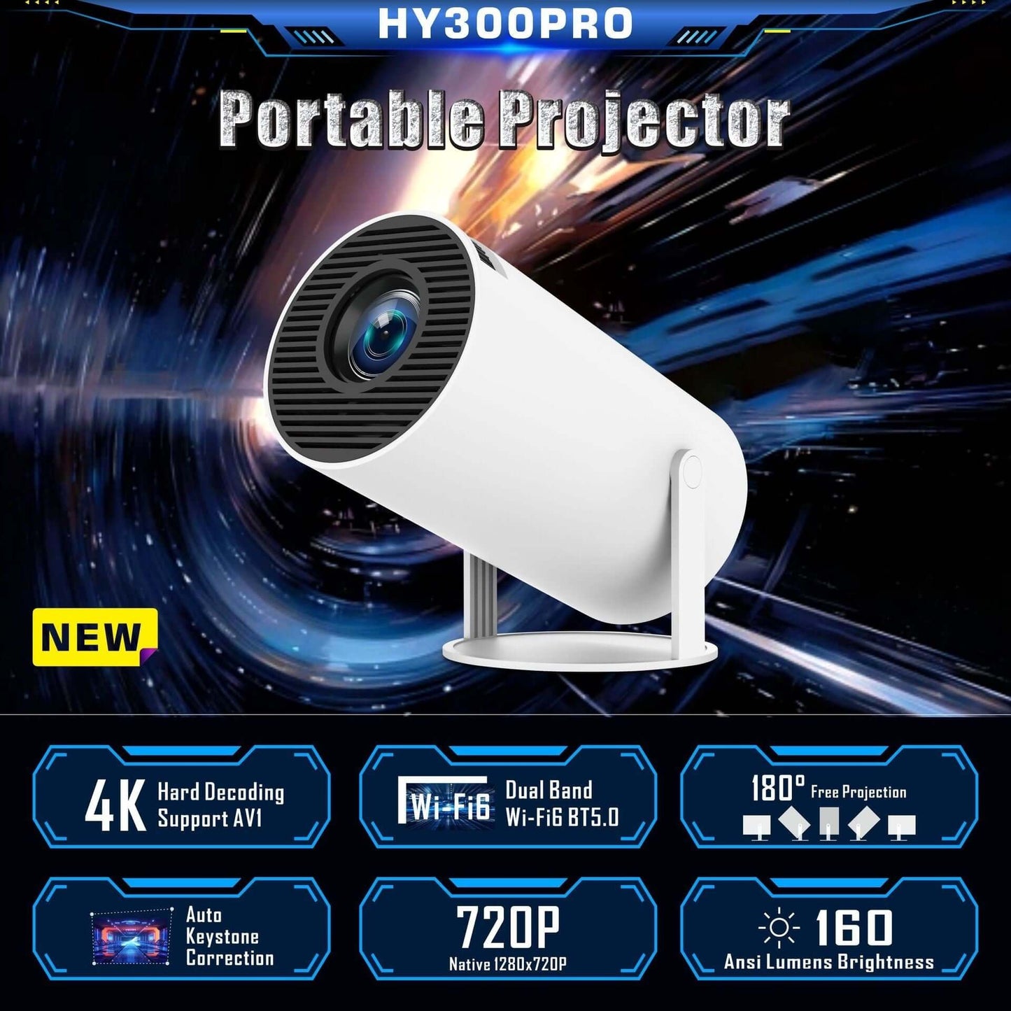 HY300 Pro Portable Home Theater Projector - Mind Meadow