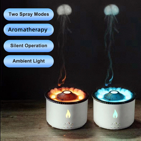 New Creative Ultrasonic Essential Oil Humidifier Volcano Aromatherapy Machine Spray Jellyfish Air Flame Humidifier Diffuser - Mind Meadow