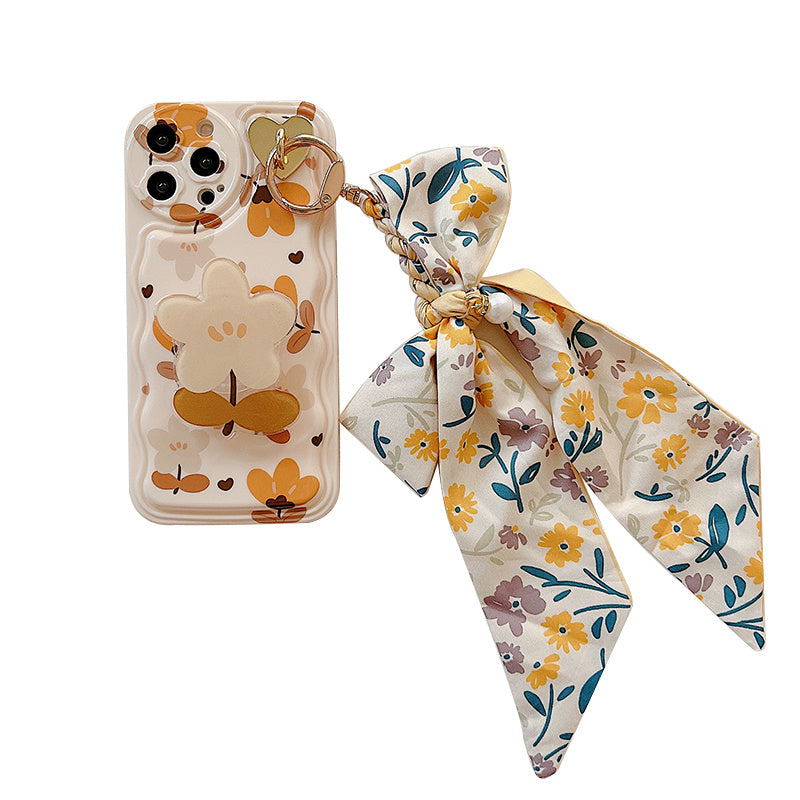 Autumn Leaves And Flowers With Bow Silk Scarf Phone Cases - Mind Meadow