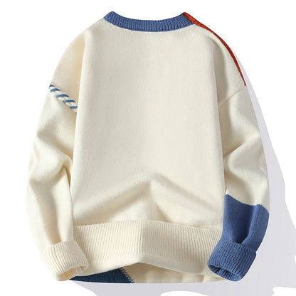 Colorblock Pullover Sweater Winter Fashion Long Sleeve Top